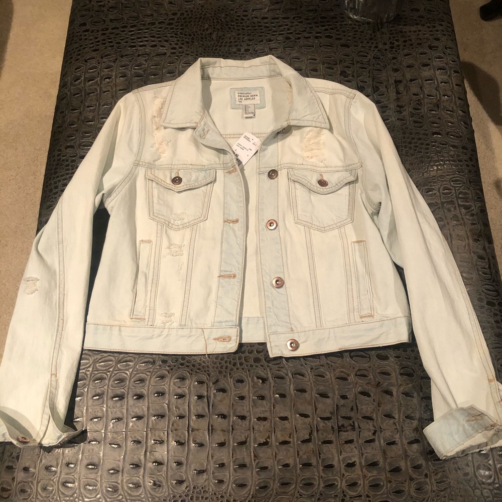 NEW!! Forever 21 Distressed Denim Jacket!!
